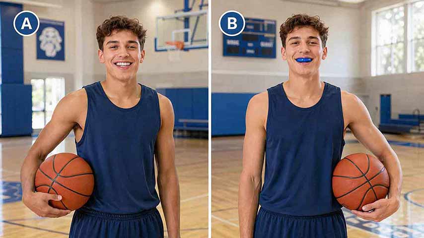 Which athlete better protects their teeth?