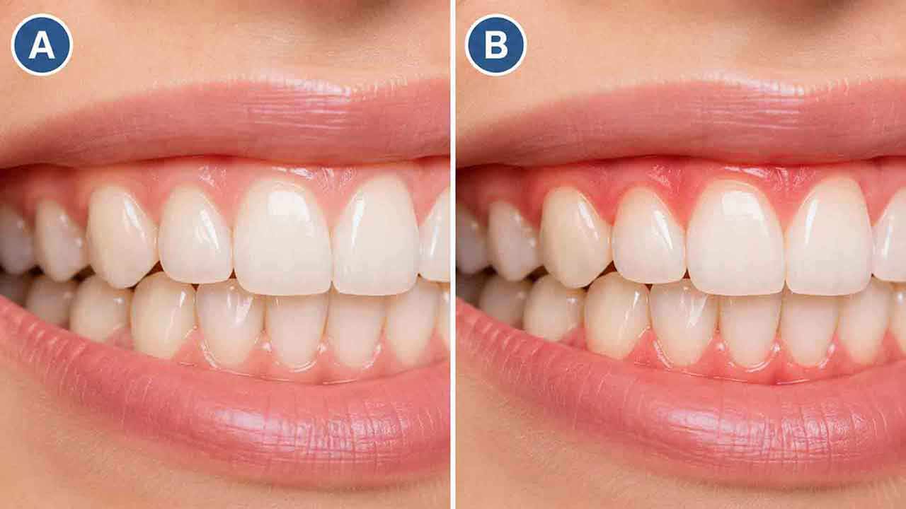 Which picture shows possible gum inflammation?